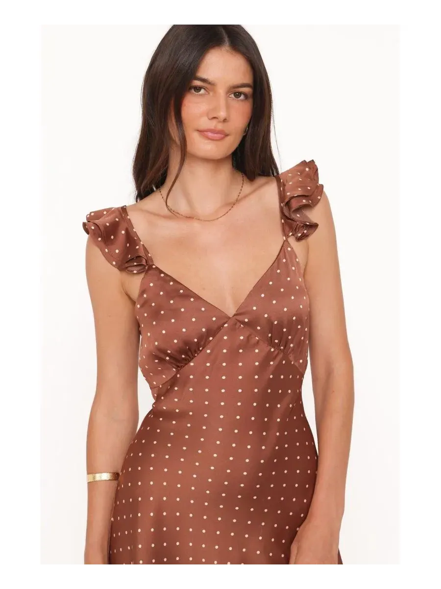 Платье мини Cassinda Brown Polka Dot Petal and Pup — изображение 4 из 4, коричневый