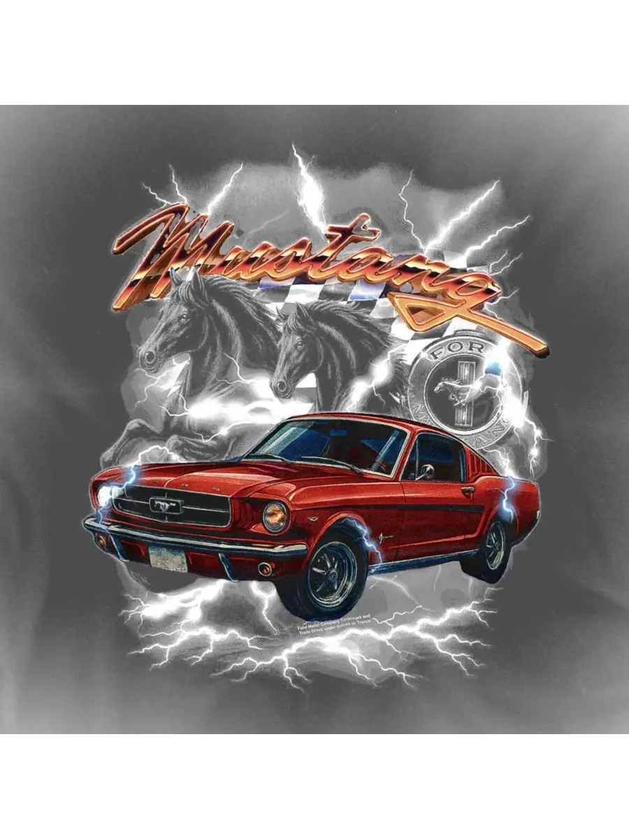 Футболка с принтом Ford Thunder Band Mustang — изображение 3 из 3, черный