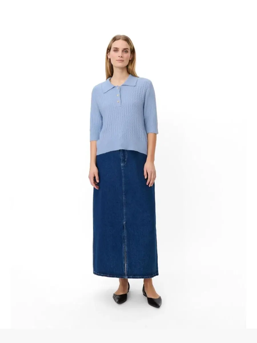 Женское трикотажное поло с коротким рукавом MaFynoria Masai Copenhagen — изображение 2 из 6, синий