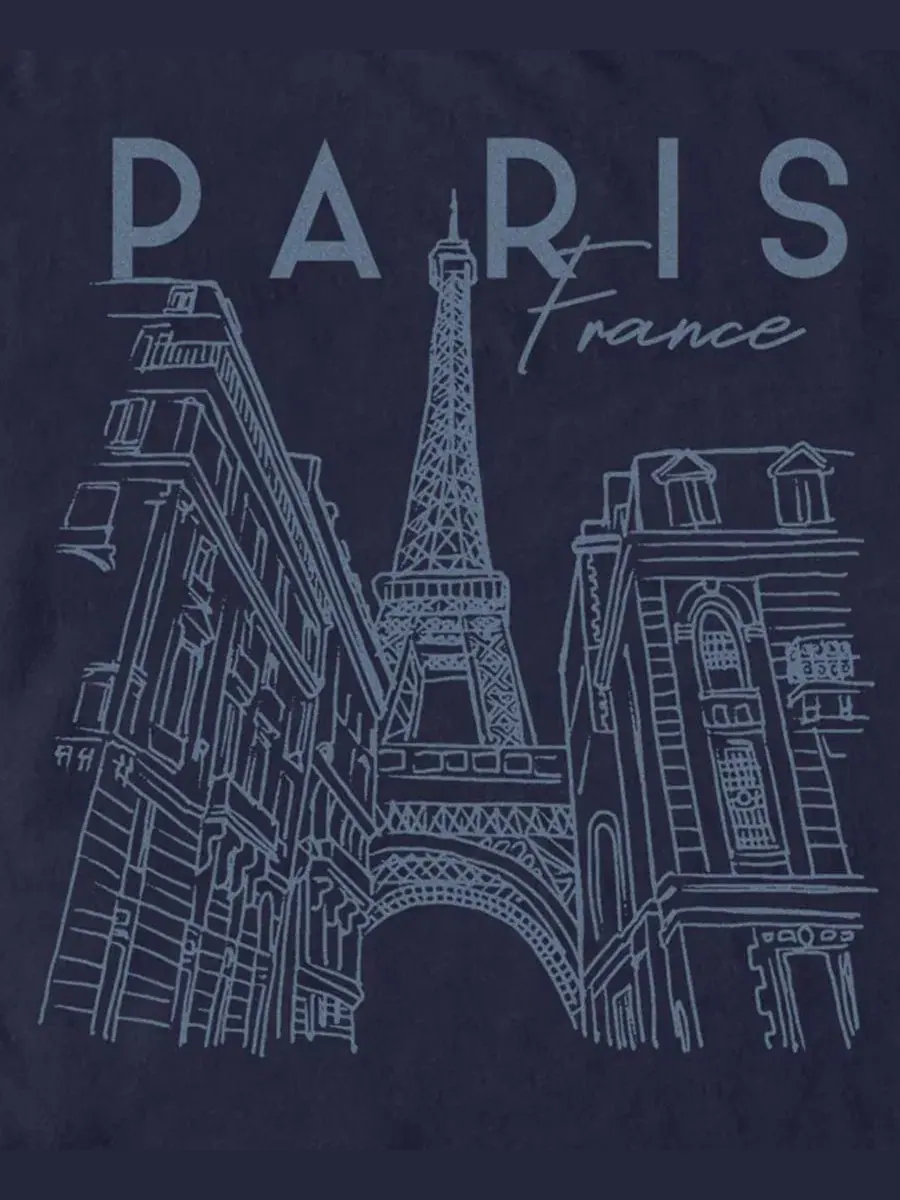 Мужская футболка с принтом Paris City Sketchy Fifth Sun — изображение 3 из 3, темно-синий