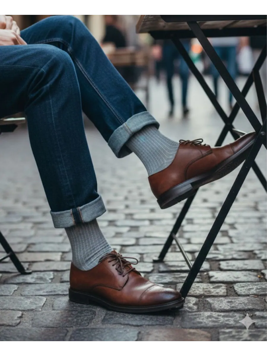 Мужские ребристые однотонные носки Love Sock Company — изображение 3 из 3, серый
