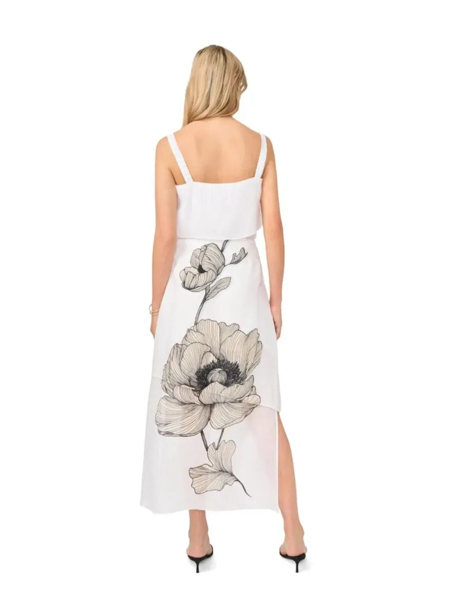 Юбка макси с принтом и ярусами Layered Maxi Vince Camuto — изображение 5 из 5, белый