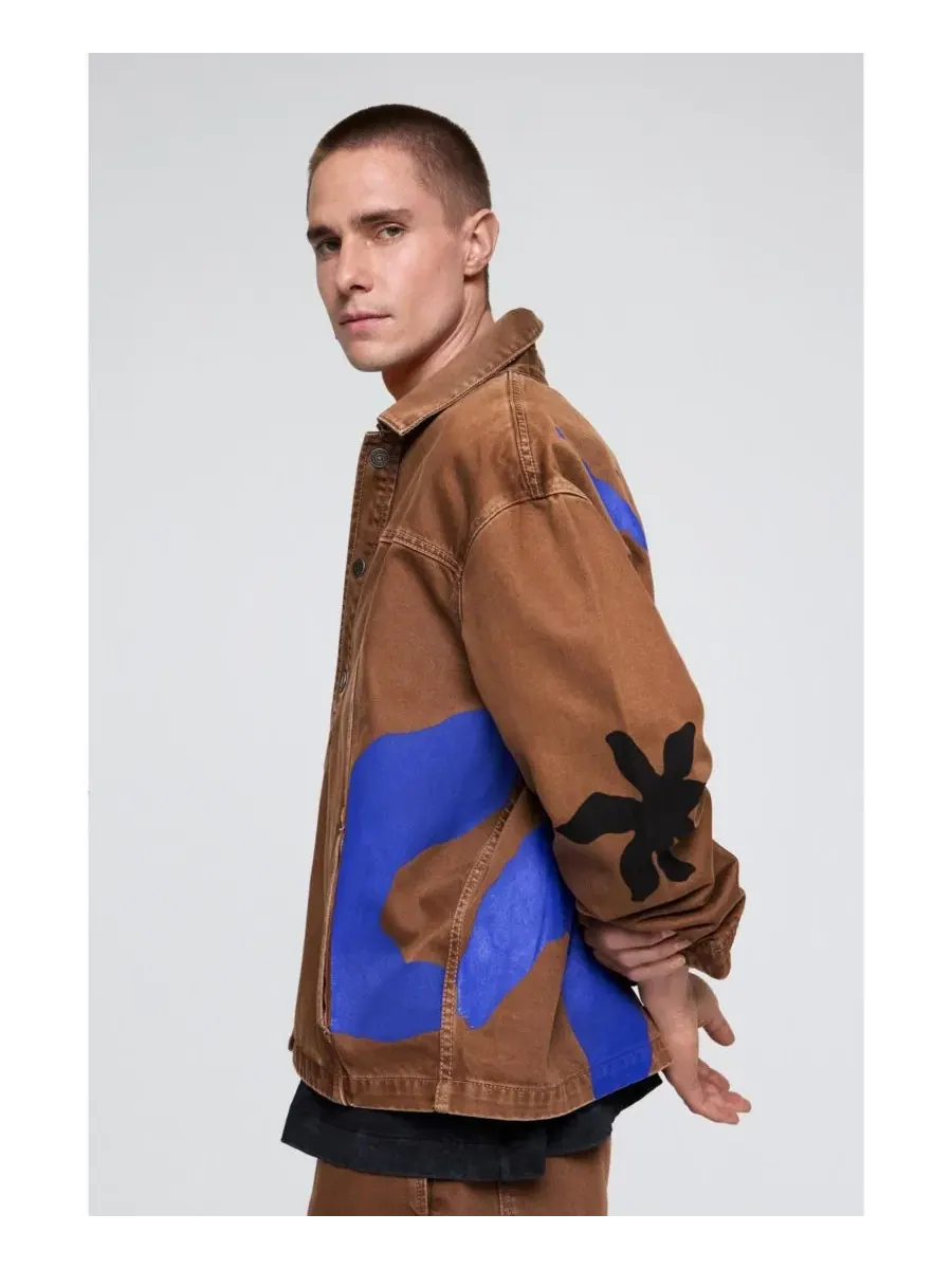 Куртка прямая с цветочным принтом Desigual — изображение 4 из 5, коричневый