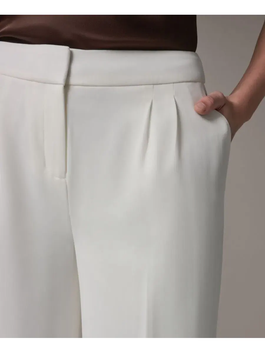 Брюки женские с высокой посадкой и защипами Donna Karan New York — изображение 4 из 5, бежевый