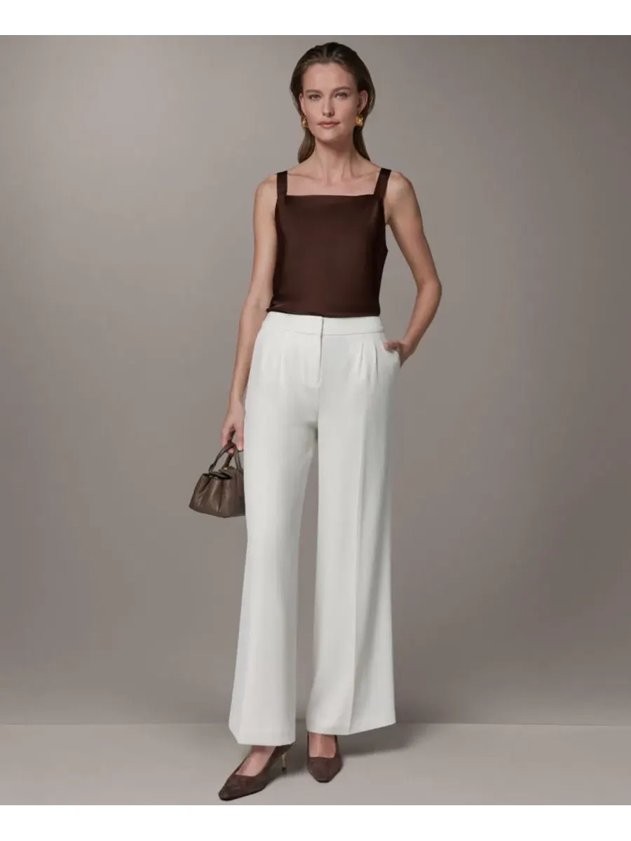 Брюки женские с высокой посадкой и защипами Donna Karan New York — изображение 5 из 5, бежевый