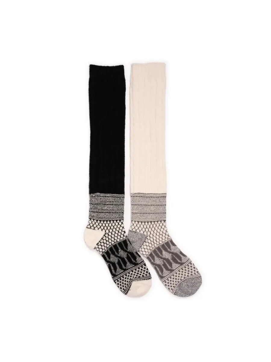 Женские гольфы выше колена с лоскутным рисунком, комплект из 2 штук MUK LUKS — изображение 1 из 2, серый