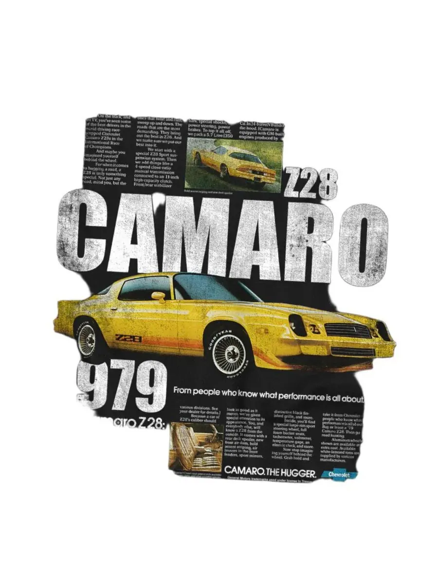 Футболка с принтом Chevrolet Camaro Spec Corvette — изображение 3 из 3, черный