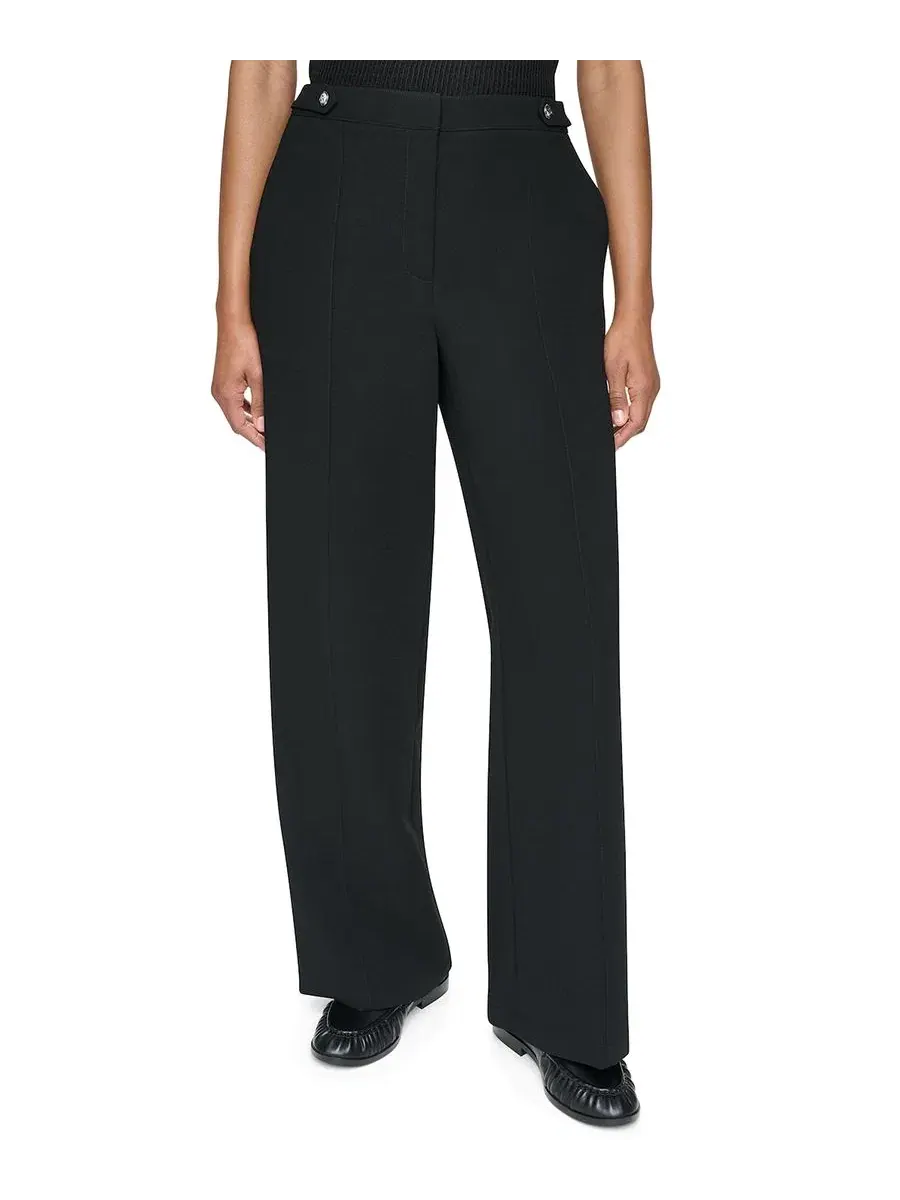 Брюки женские с высокой посадкой, клеш, текстурированный креп DKNY