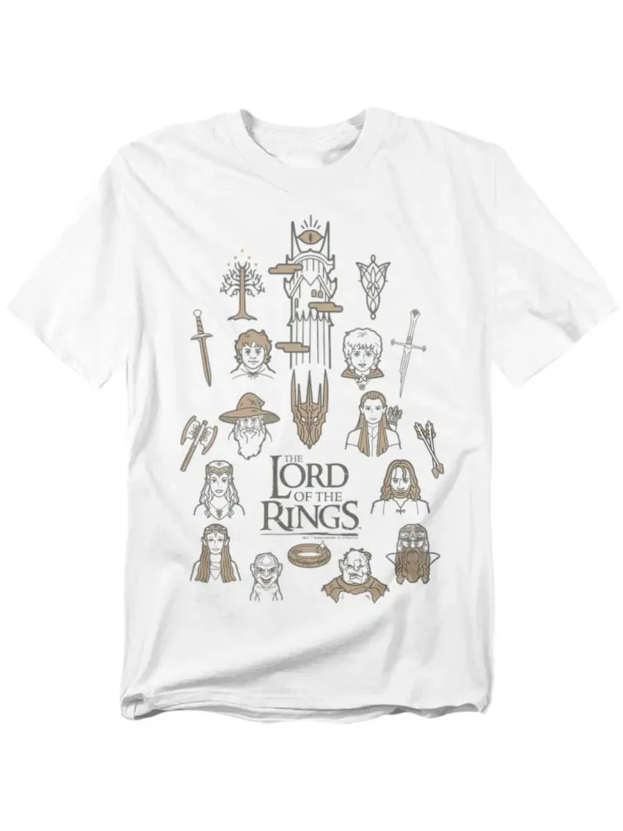 Футболка с принтом Doodle Icons Lord Of The Rings — изображение 1 из 3, белый