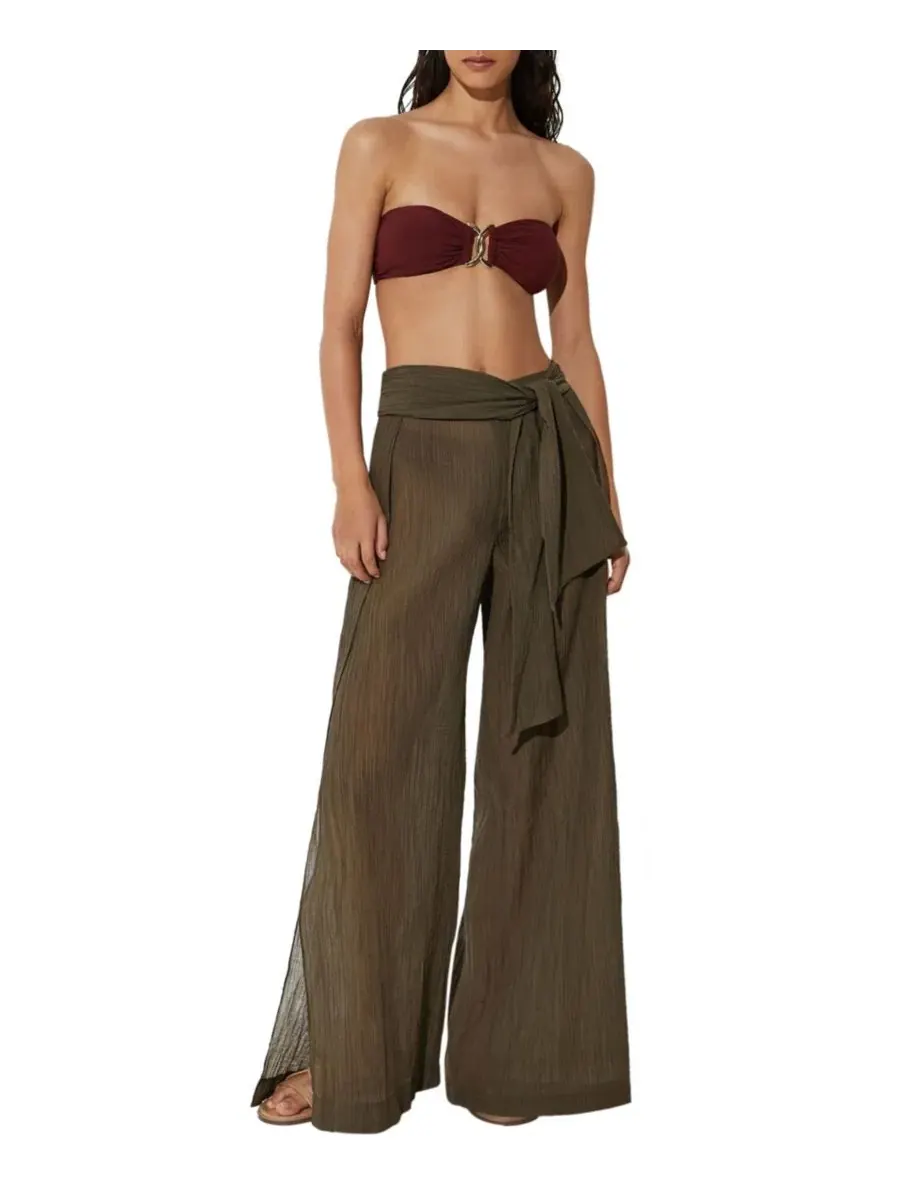 Широкие брюки с плиссе Gemma Resort Pants REISS — изображение 4 из 5, хаки зеленый