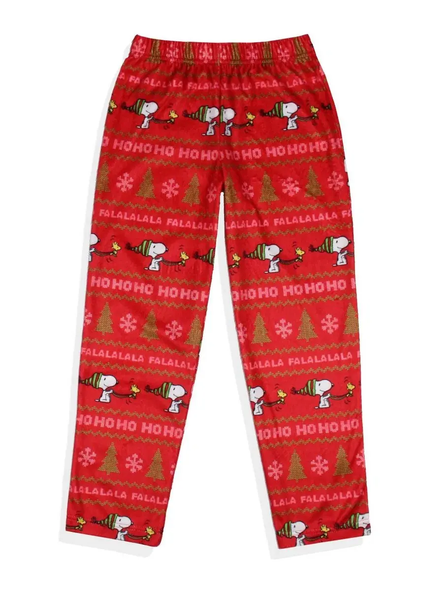 Пижамные штаны с принтом Snoopy Snoopy Girl's Christmas Sweater Sleep Tossed Print Pajama Pants For — изображение 1 из 3