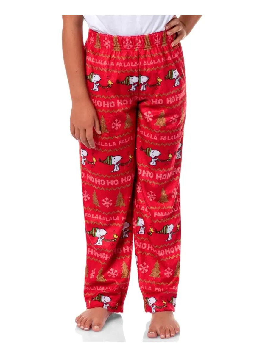 Пижамные штаны с принтом Snoopy Snoopy Girl's Christmas Sweater Sleep Tossed Print Pajama Pants For — изображение 3 из 3