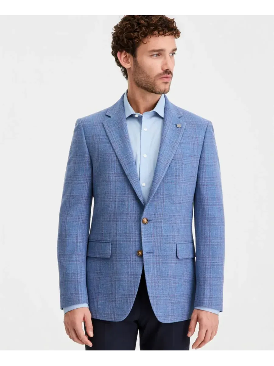 Ted Baker Мужской синий клетчатый пиджак современного кроя — изображение 1 из 5
