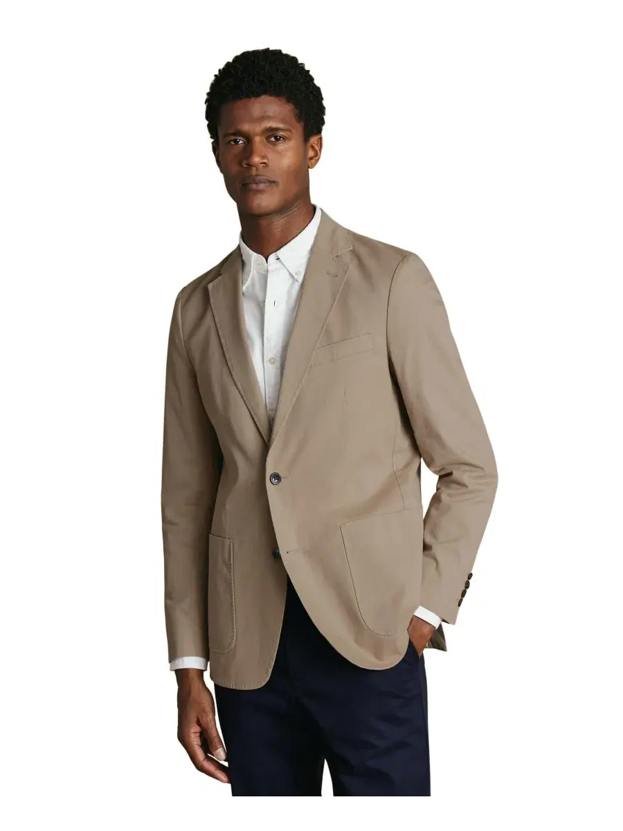 Мужской пиджак с принтом в горошек на подкладке, slim fit Charles Tyrwhitt — изображение 1 из 5, бежевый