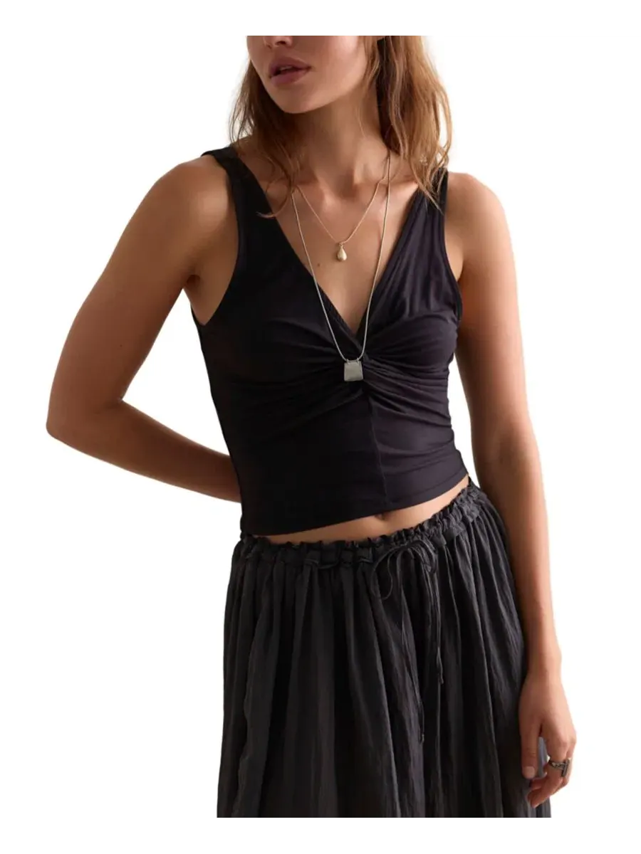 Топ с V-образным вырезом и twist-драпировкой, без рукавов Free People