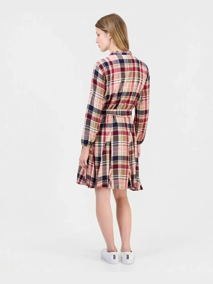 Платье-рубашка с рюшами и длинным рукавом, Plaid Ruffled-Neckline Long-Sleeve Shirtdress Nautica — изображение 5 из 5