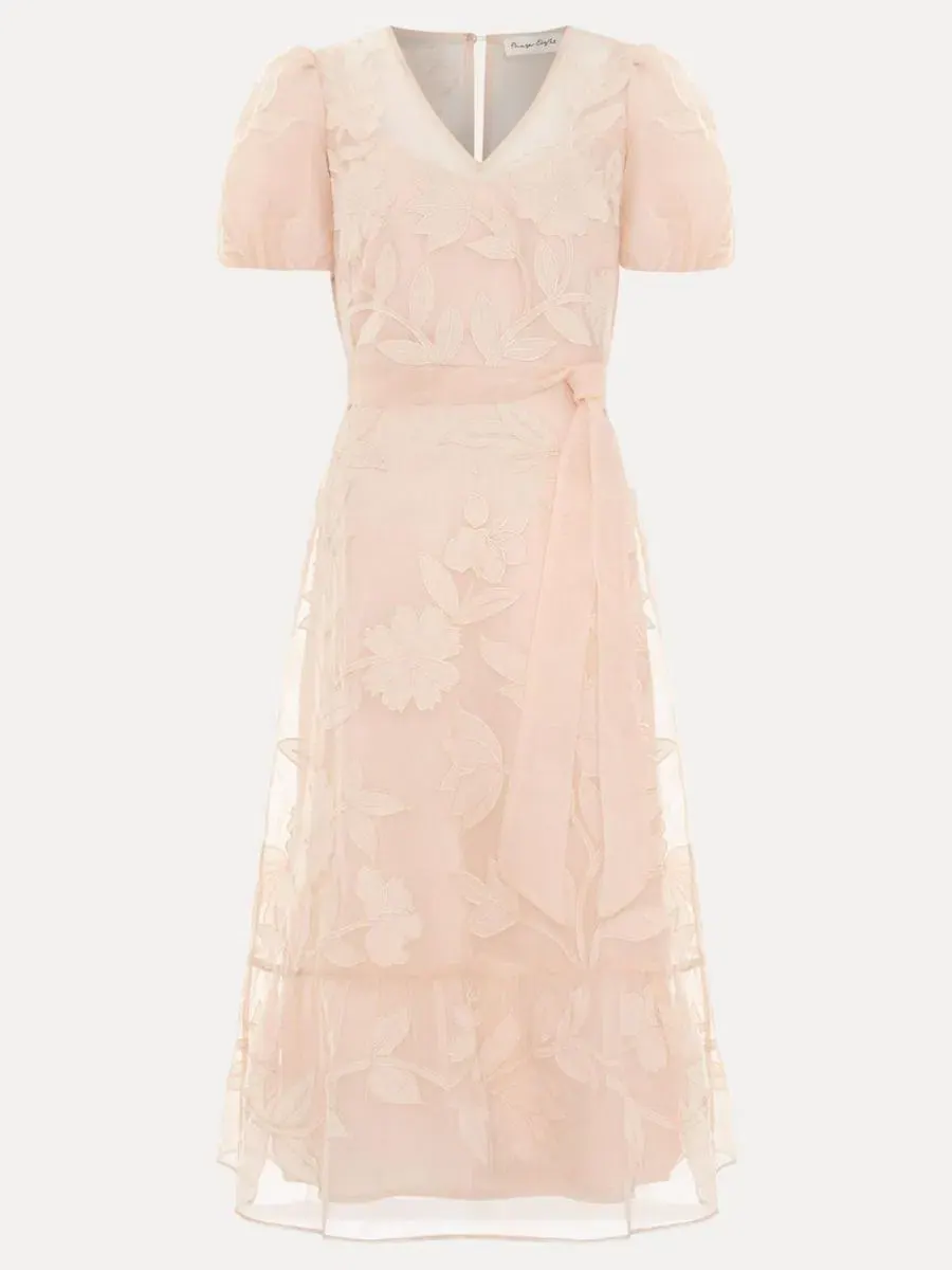 Платье-миди с запахом, с V-образным вырезом и рукавом-фонарик, Chrissie Tie Waist Wrap Midi Dress — изображение 6 из 6