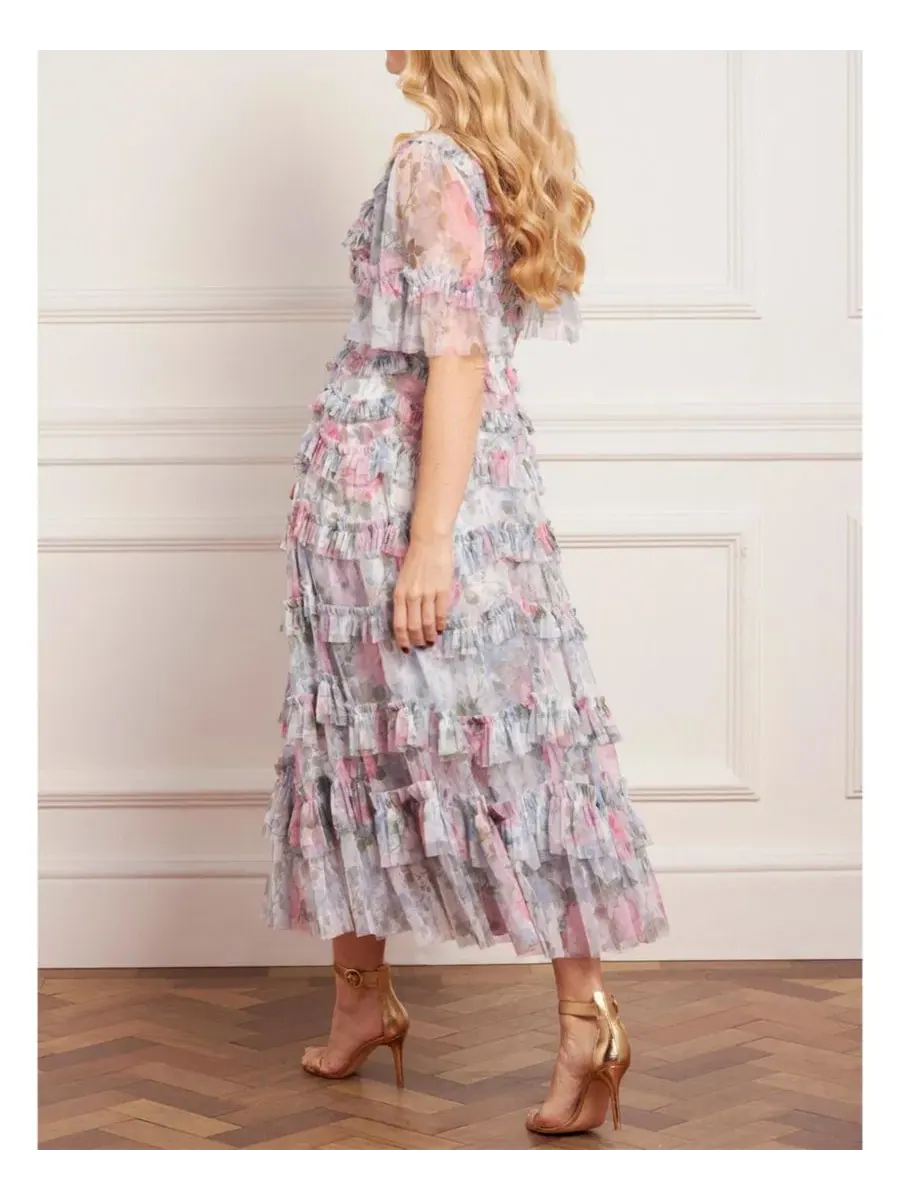 Женское платье Camille's Garden с круглым вырезом Needle & Thread — изображение 4 из 6, лунный блеск