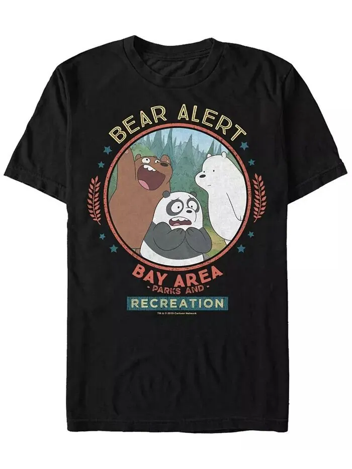 Мужская футболка We Bare Bears Bay Area Bear Alert Circle с коротким рукавом Fifth Sun — изображение 1 из 1, черный