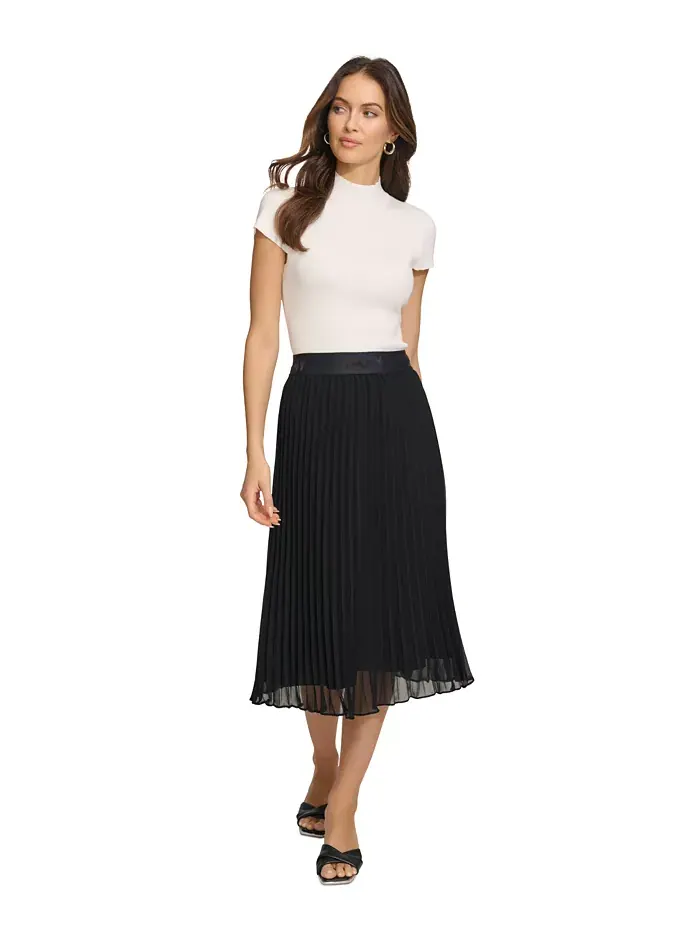 Складчатая юбка миди DKNY — изображение 5 из 15, черный