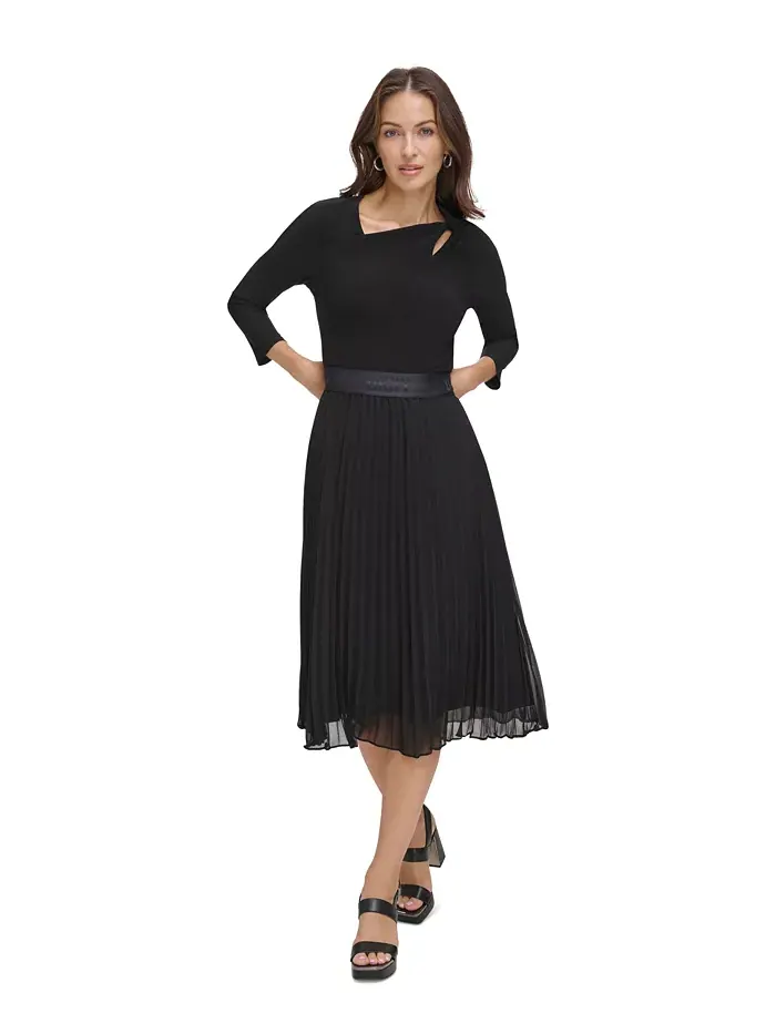 Складчатая юбка миди DKNY — изображение 6 из 15, черный