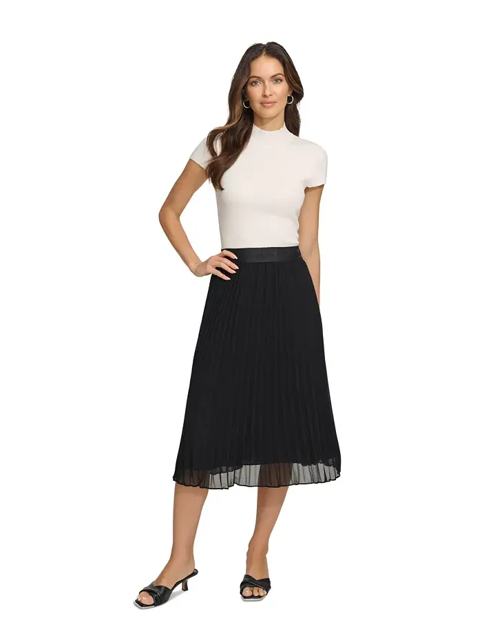 Складчатая юбка миди DKNY — изображение 7 из 15, черный