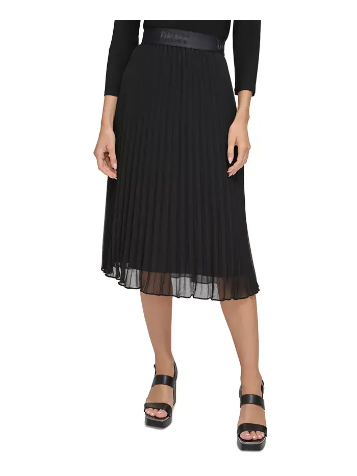 Складчатая юбка миди DKNY — изображение 9 из 15, черный