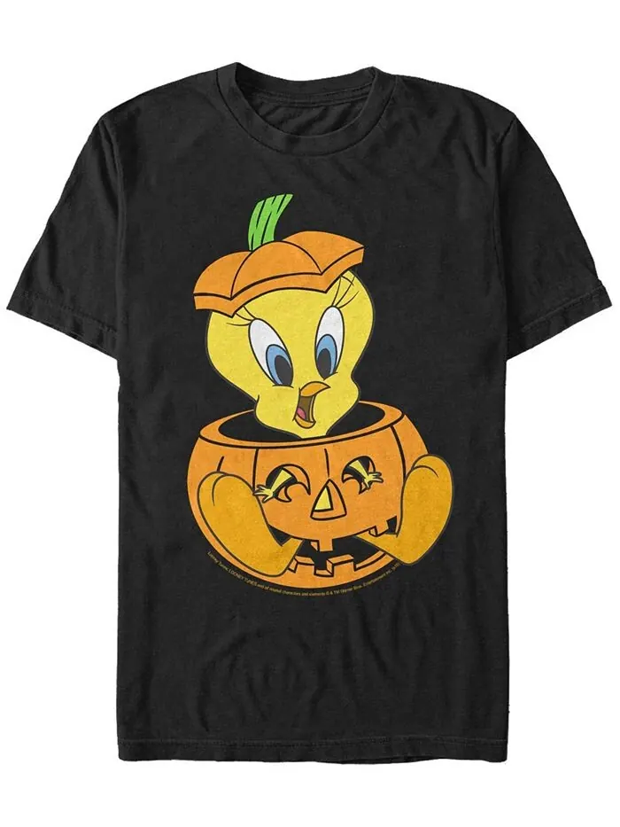 Мужская футболка с коротким рукавом Looney Tunes Tweet Pumpkin Fifth Sun — изображение 1 из 1, черный