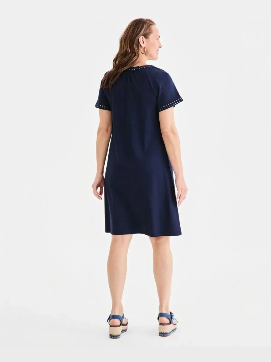 Женское трикотажное платье с рукавами-крылышками и декором Style & Co — изображение 5 из 5, синий