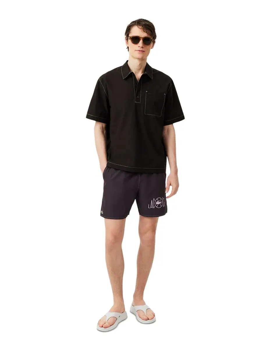 Плавательные шорты Lacoste мужские, быстросохнущие, с эластичным поясом — изображение 3 из 5, коричневый