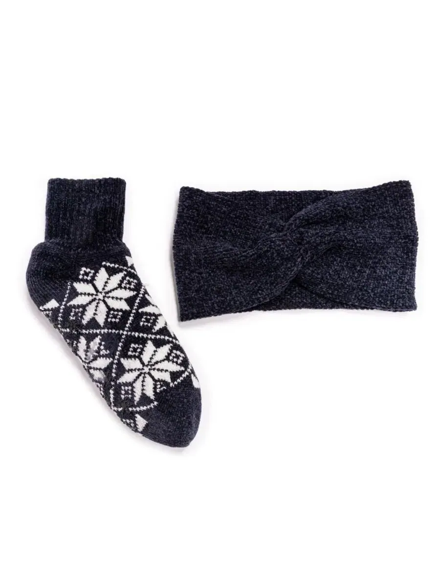 Женский комплект из носков и повязки на голову из синели Muk Luks