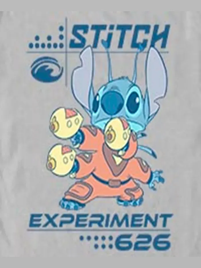 Мужская футболка Experiment 626 с коротким рукавом Lilo Stitch — изображение 3 из 3, серебряный