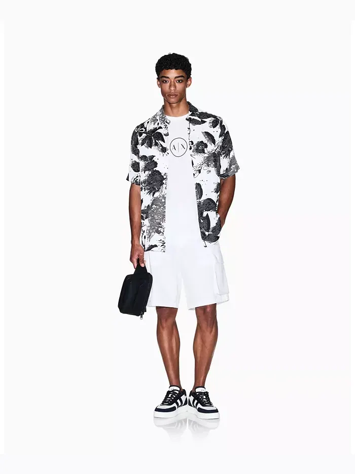 Мужские хлопковые карго-шорты из твила A|X Armani Exchange — изображение 4 из 5, бежевый/бежевый