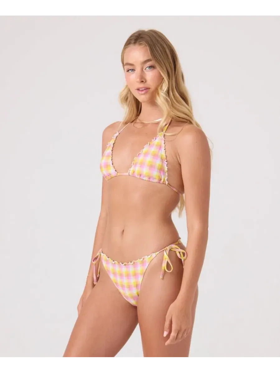 Топ бикини с V-образным вырезом Roxy Printed Mini Tiki Tri Halter — изображение 3 из 8, желтый/розовый