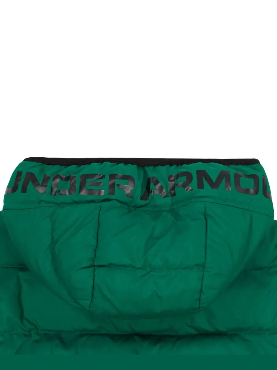 Куртка-пуховик с капюшоном Logo Full-Zip Puffer Hooded Jacket Under Armour — изображение 6 из 10, зеленый/черный