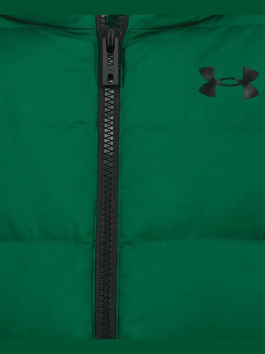 Куртка-пуховик с капюшоном Logo Full-Zip Puffer Hooded Jacket Under Armour — изображение 7 из 10, зеленый/черный