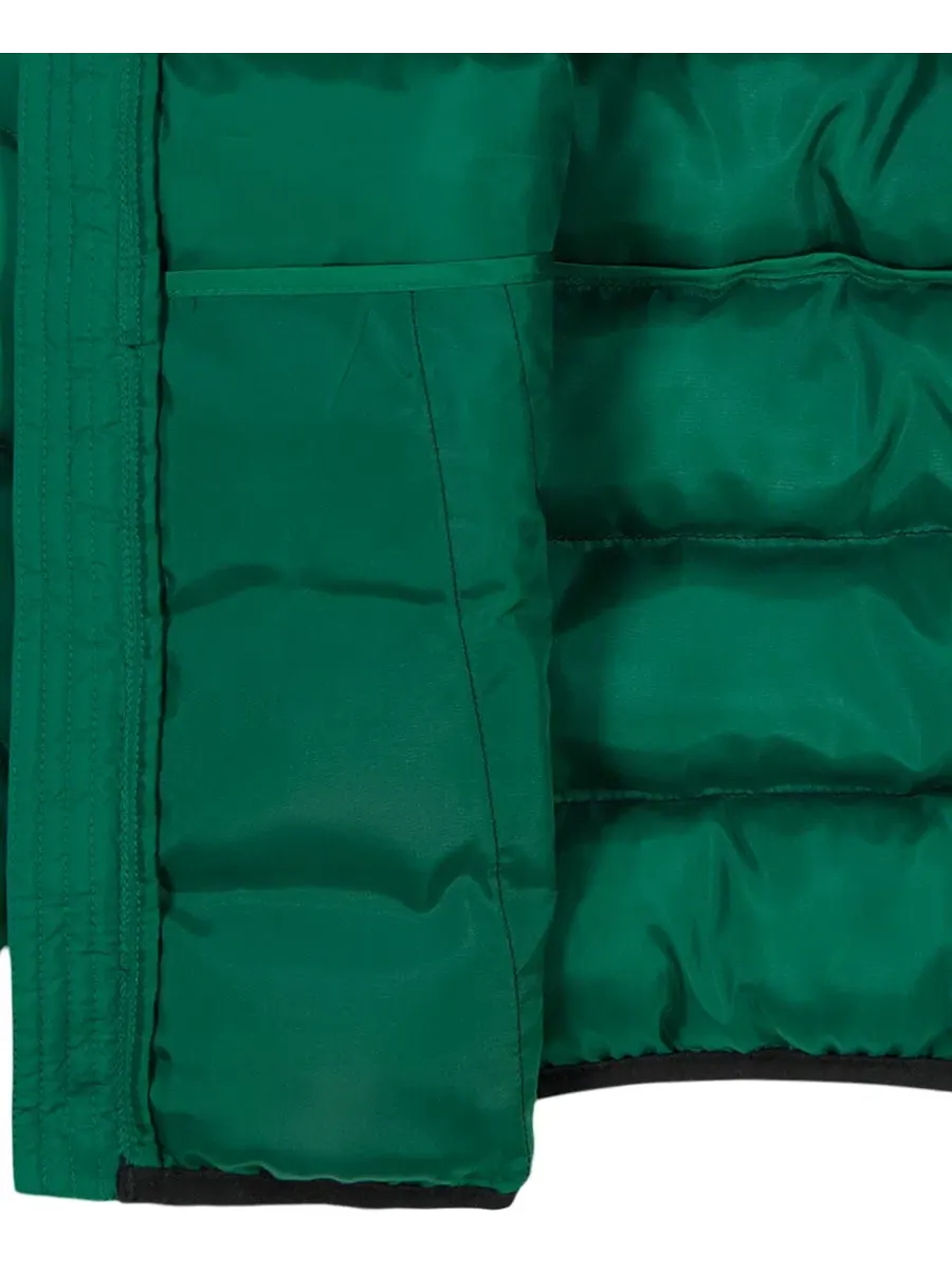 Куртка-пуховик с капюшоном Logo Full-Zip Puffer Hooded Jacket Under Armour — изображение 9 из 10, зеленый/черный