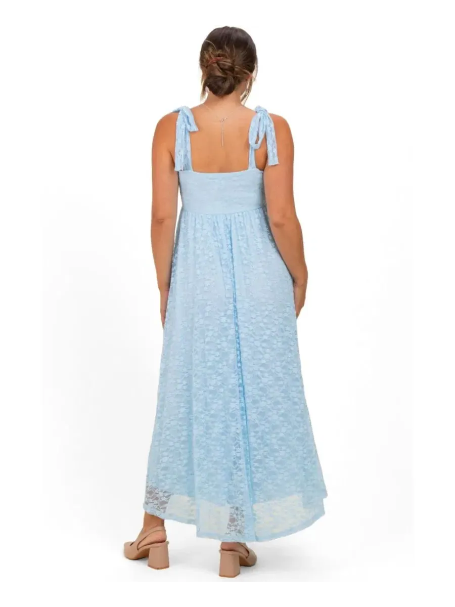 Платье-макси без рукавов с кружевом, модель Sleeveless Lace Maxi Pinkblush — изображение 3 из 3, светлый синий