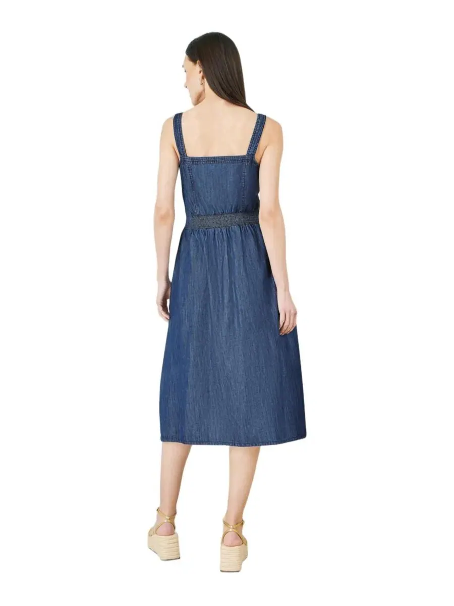 Платье Yumi Chambray Cotton Ruched Midi Sun — изображение 4 из 6, синий