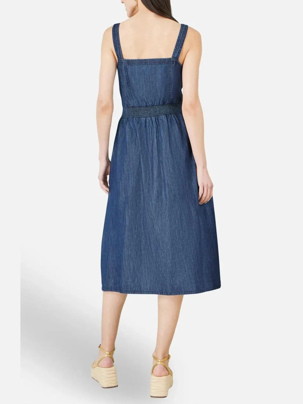 Платье Yumi Chambray Cotton Ruched Midi Sun — изображение 5 из 6, синий