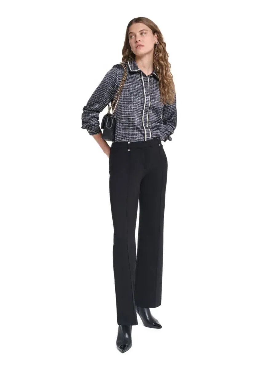 Топ с воротником и твидовой отделкой, модель Petite Print Tweed Trim KARL LAGERFELD PARIS — изображение 2 из 7