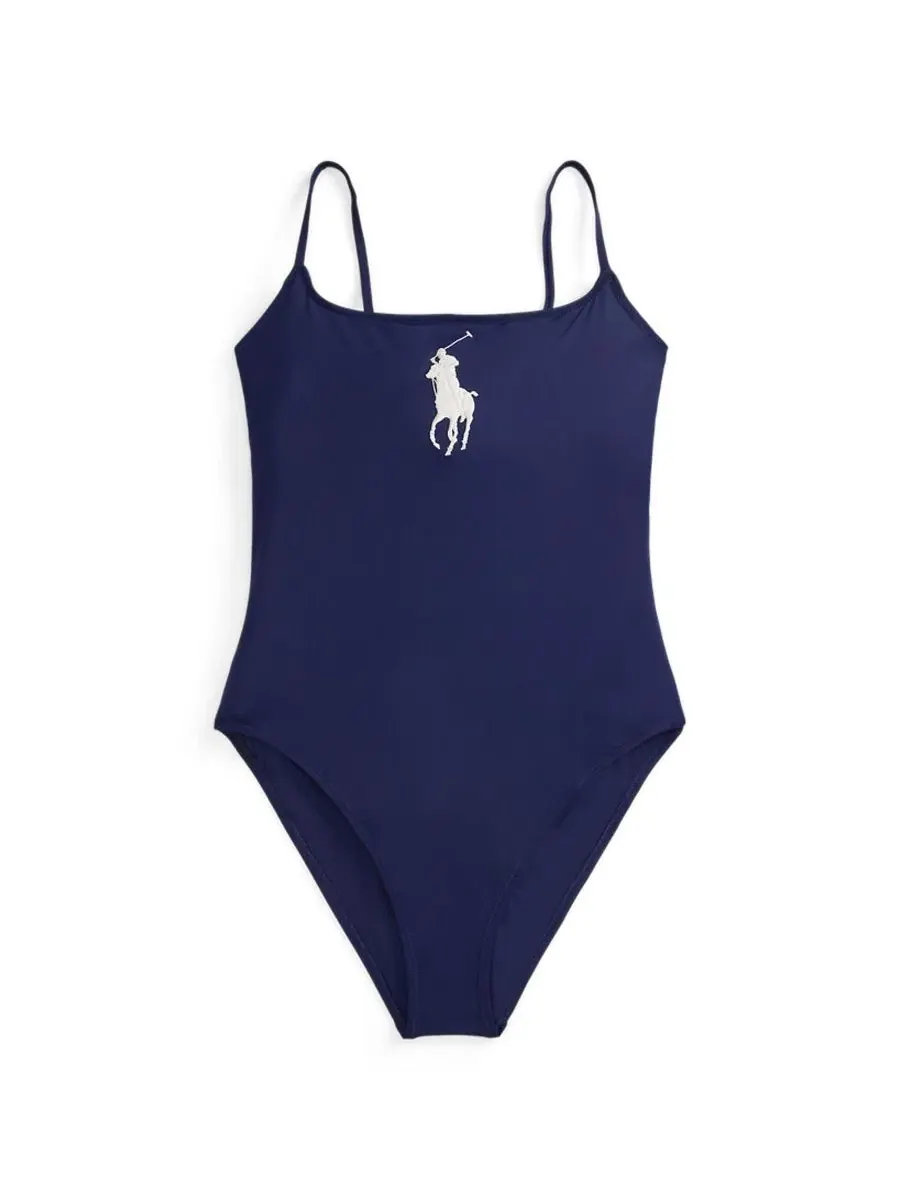 Цельный купальник с бретелями-спагетти Polo Ralph Lauren — изображение 4 из 4, темно-синий