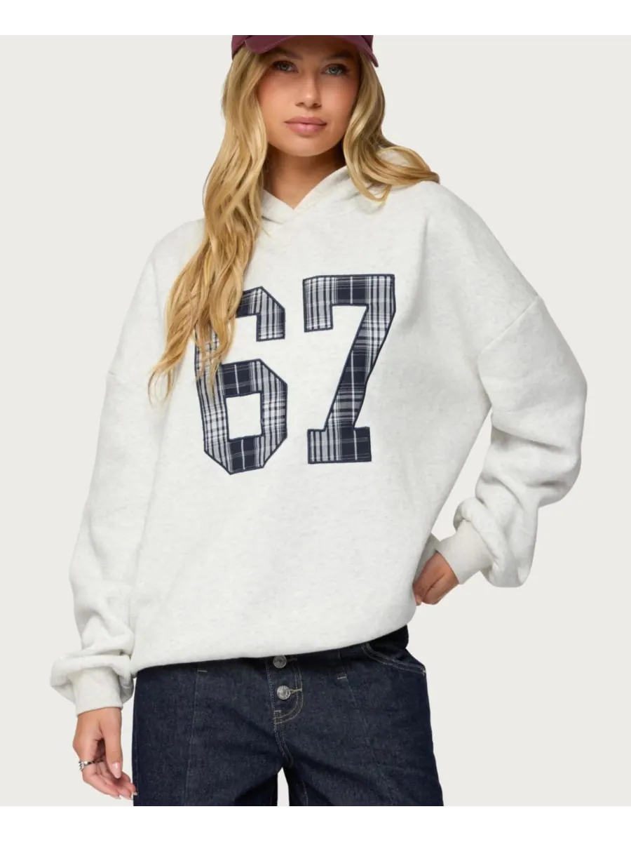 Женская толстовка Gali Plaid 67 Oversized Edikted — изображение 1 из 5, серый