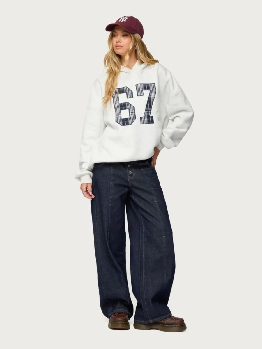 Женская толстовка Gali Plaid 67 Oversized Edikted — изображение 3 из 5, серый