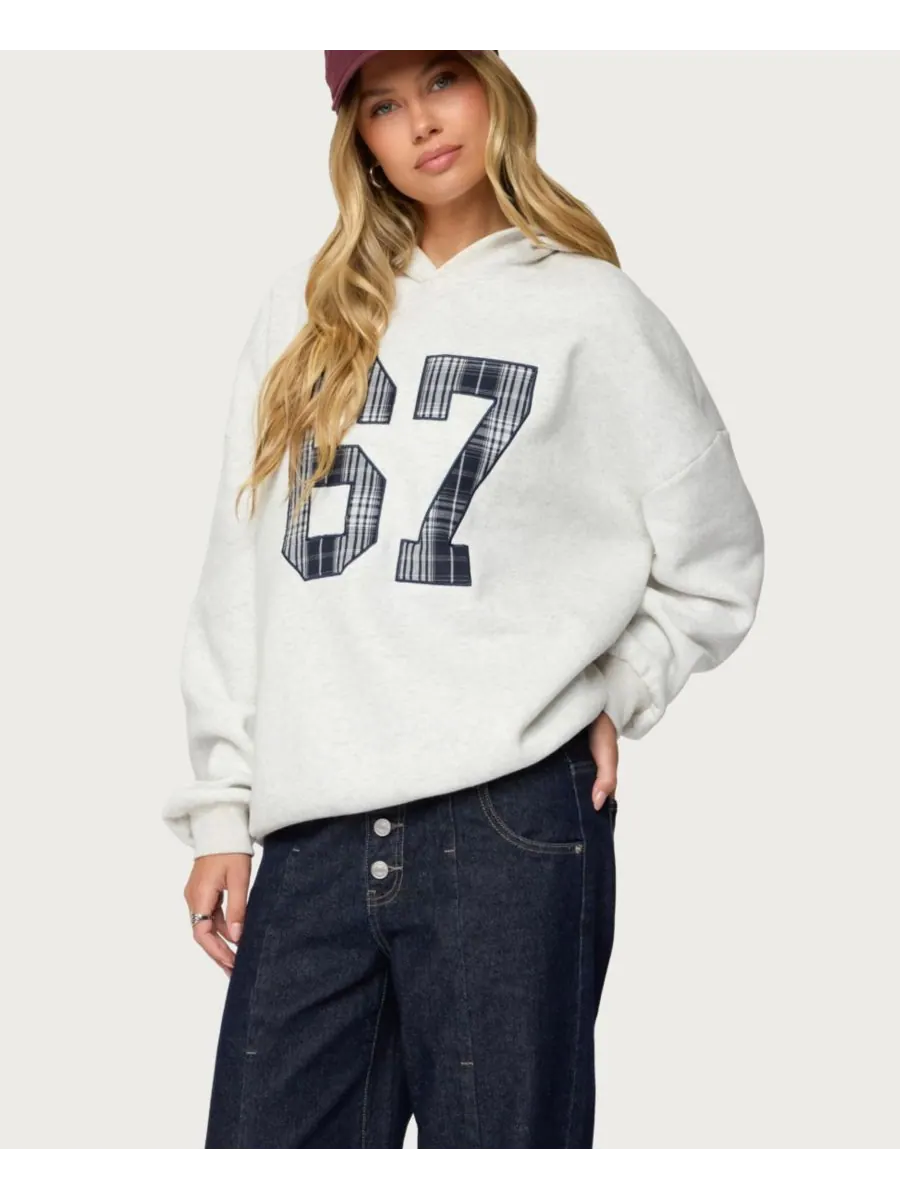Женская толстовка Gali Plaid 67 Oversized Edikted — изображение 4 из 5, серый
