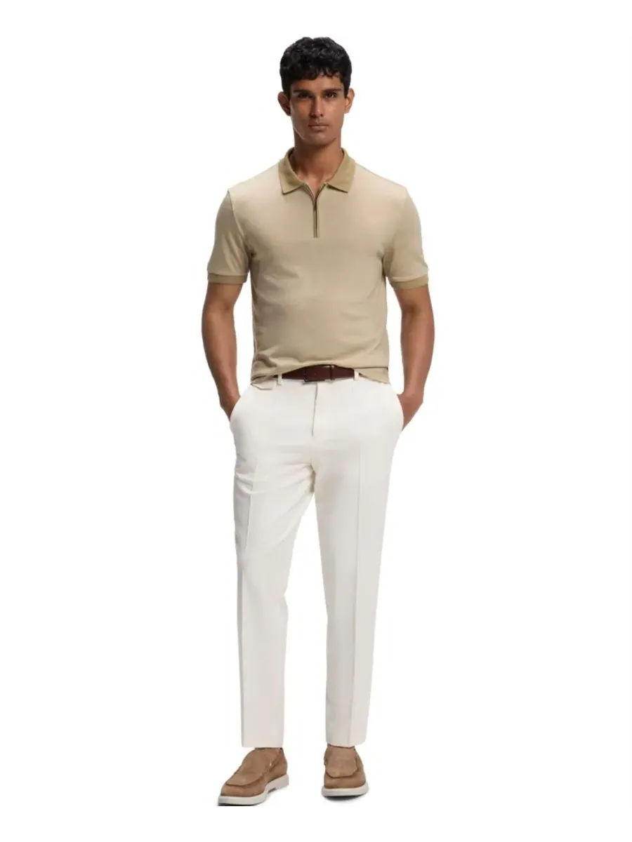 Полочная рубашка BOSS Wool Regular-Fit Polo Shirt Hugo Boss — изображение 4 из 5, бежевый