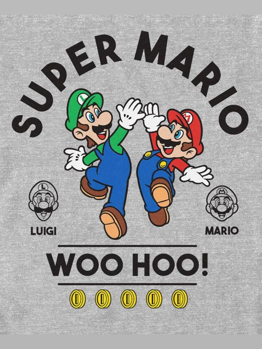 Футболка с принтом Nintendo Sm Mario Luigi Fifth Sun — изображение 3 из 3, серый