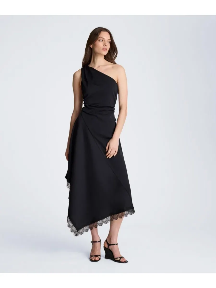 Платье миди с одним плечом, асимметричное Kenneth Cole — изображение 2 из 5, черный