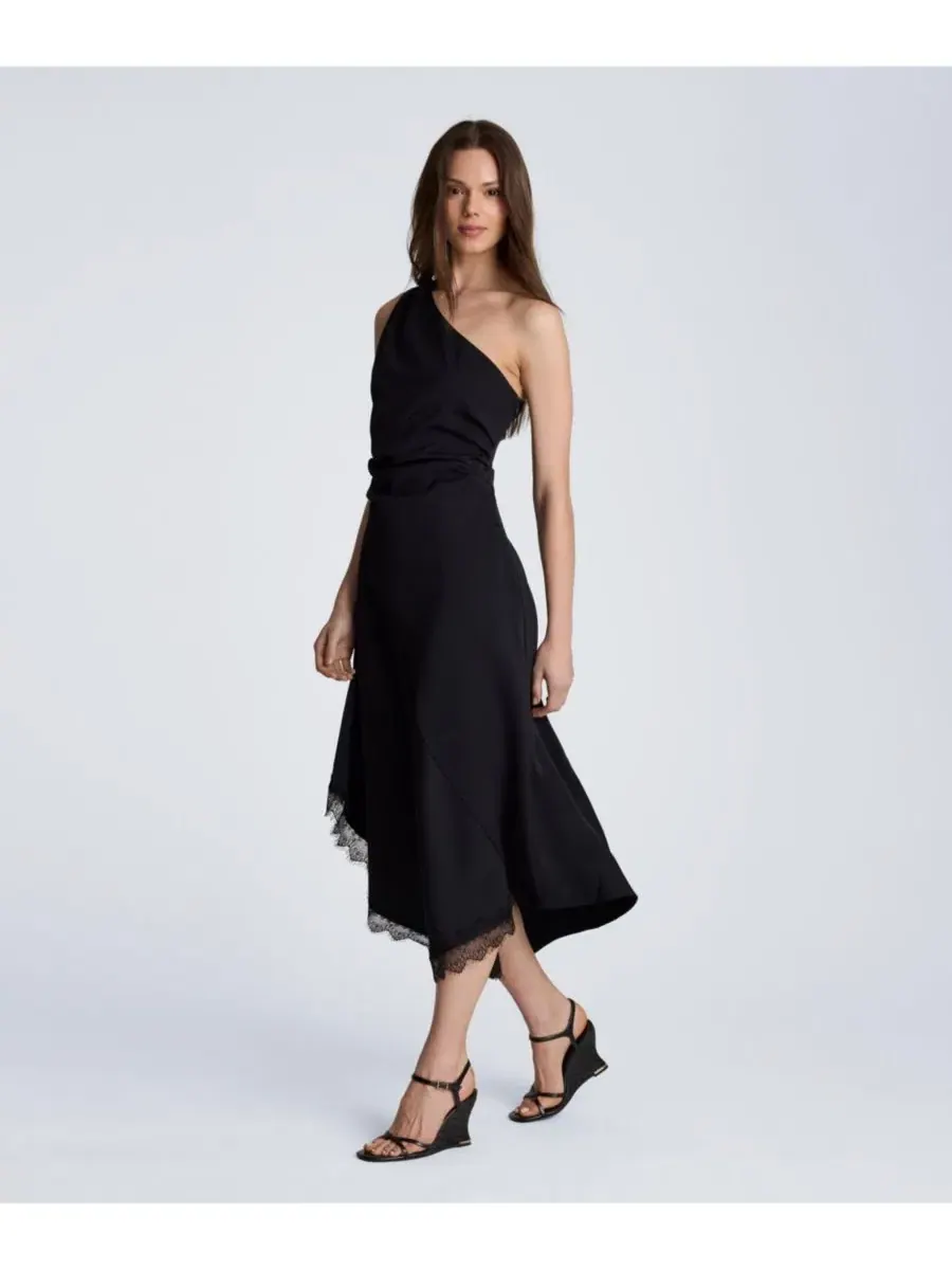 Платье миди с одним плечом, асимметричное Kenneth Cole — изображение 3 из 5, черный