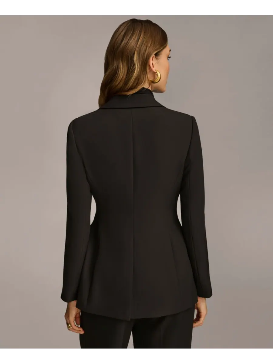 Женский пиджак с поясом и широкие брюки со складками спереди Donna Karan New York — изображение 2 из 7, черный